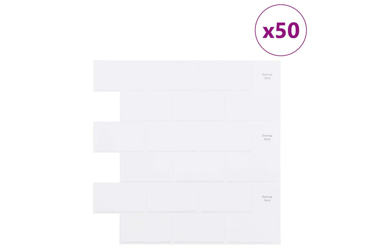Vidaxl Subway Tile 50 Pcs White 30 X 30 Cm Polyurethane And Pet-2