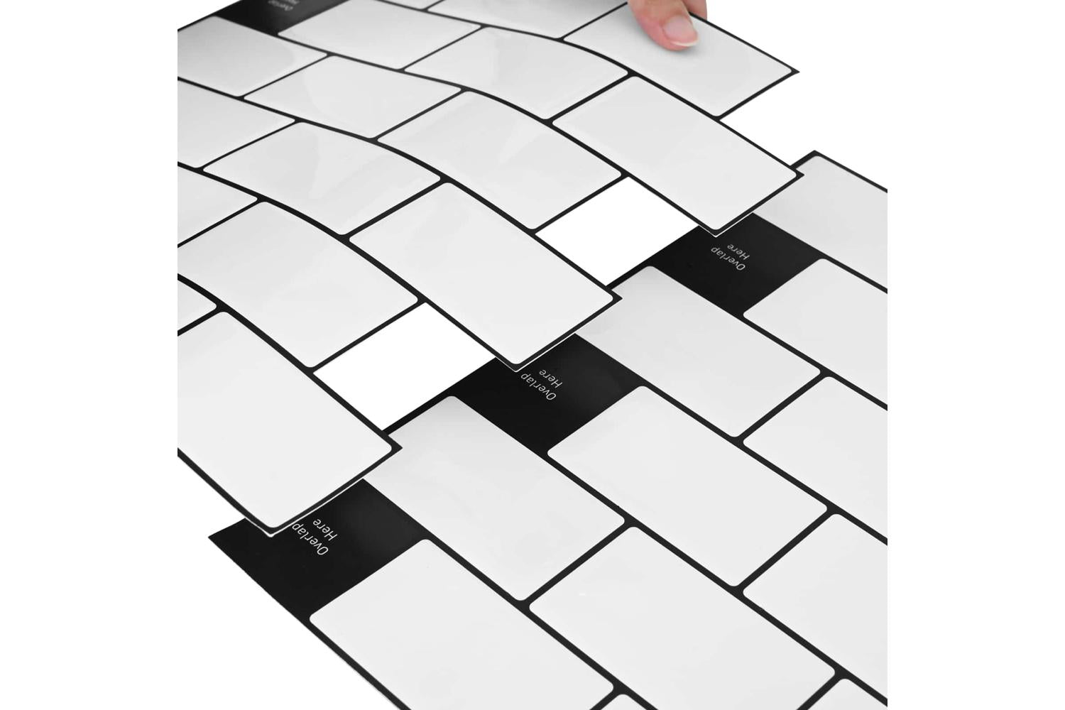 Vidaxl Subway Tile 50 Pcs White Black 30 X 30 Cm Polyurethane And Pet-7
