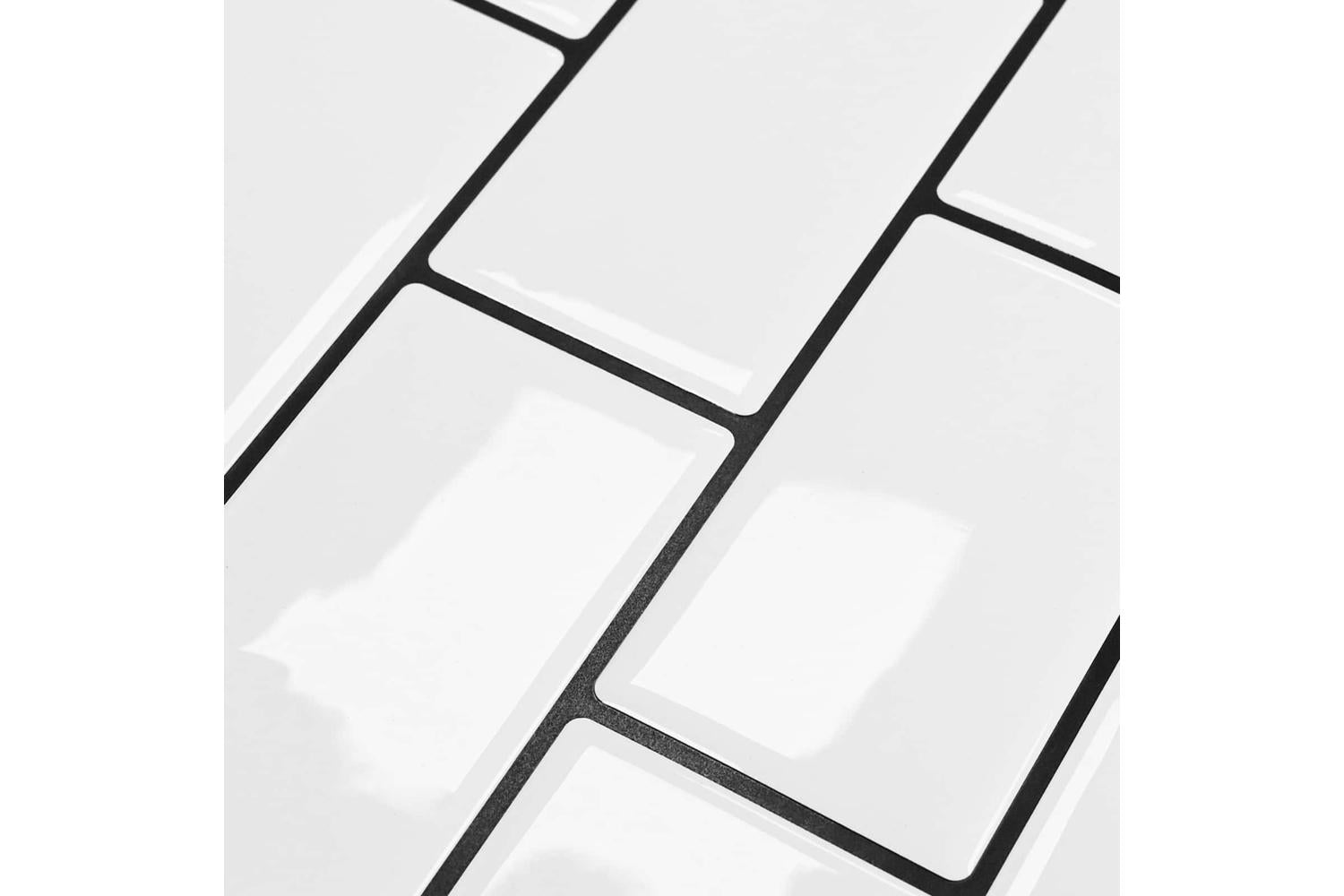 Vidaxl Subway Tile 50 Pcs White Black 30 X 30 Cm Polyurethane And Pet-9