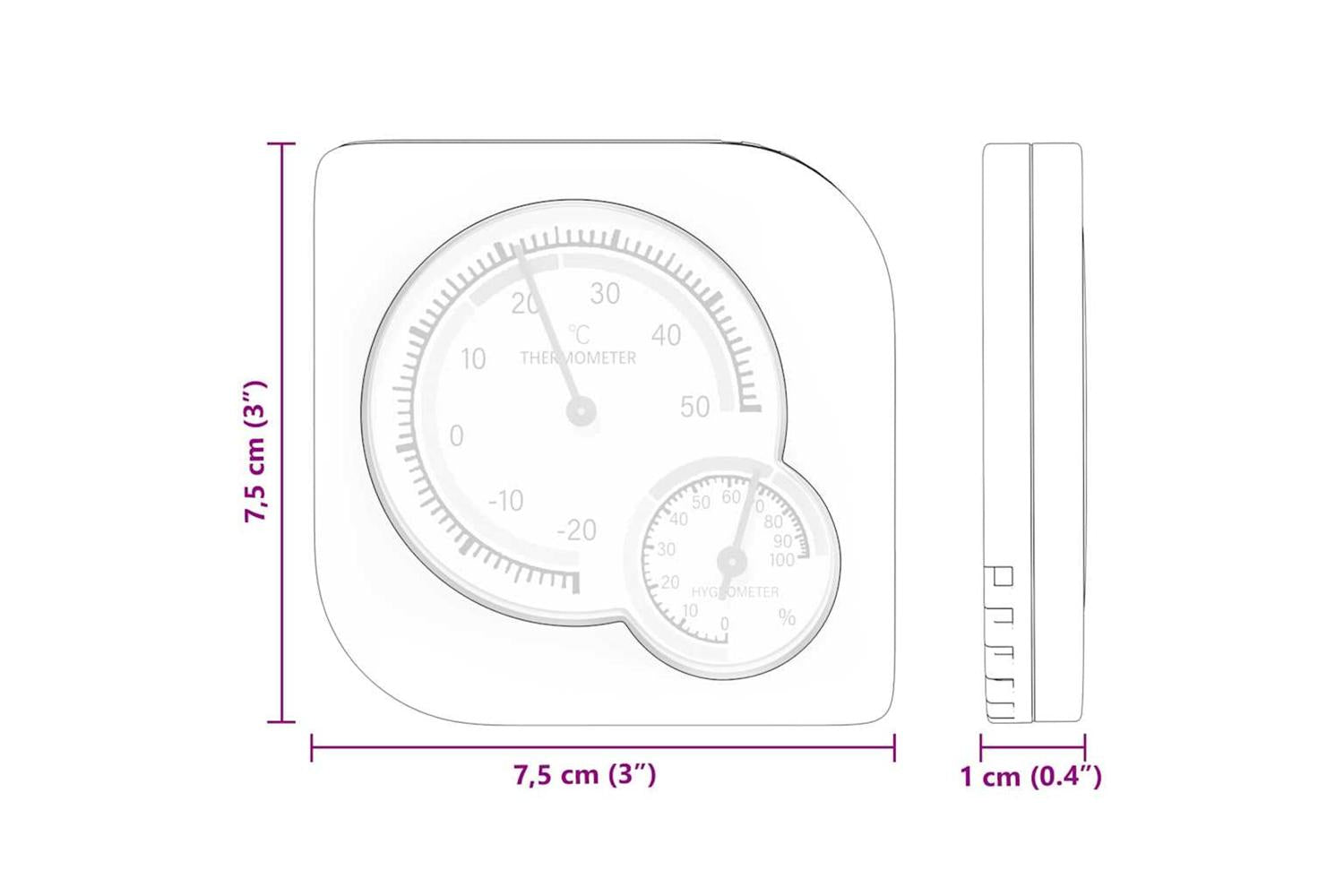 Vidaxl Thermo Hygrometer White 75 X 75 X 12 Cm Abs-9