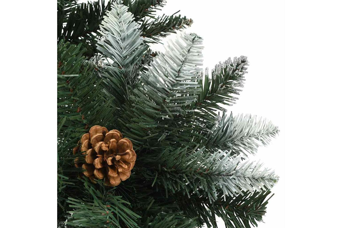 Vidaxl Artificial Christmas Tree With Pineconeswhite Glitter 210 Cm-4