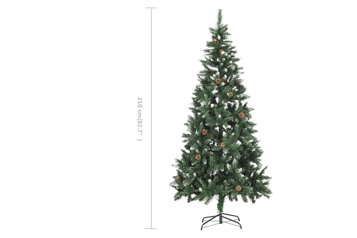 Vidaxl Artificial Christmas Tree With Pineconeswhite Glitter 210 Cm-7
