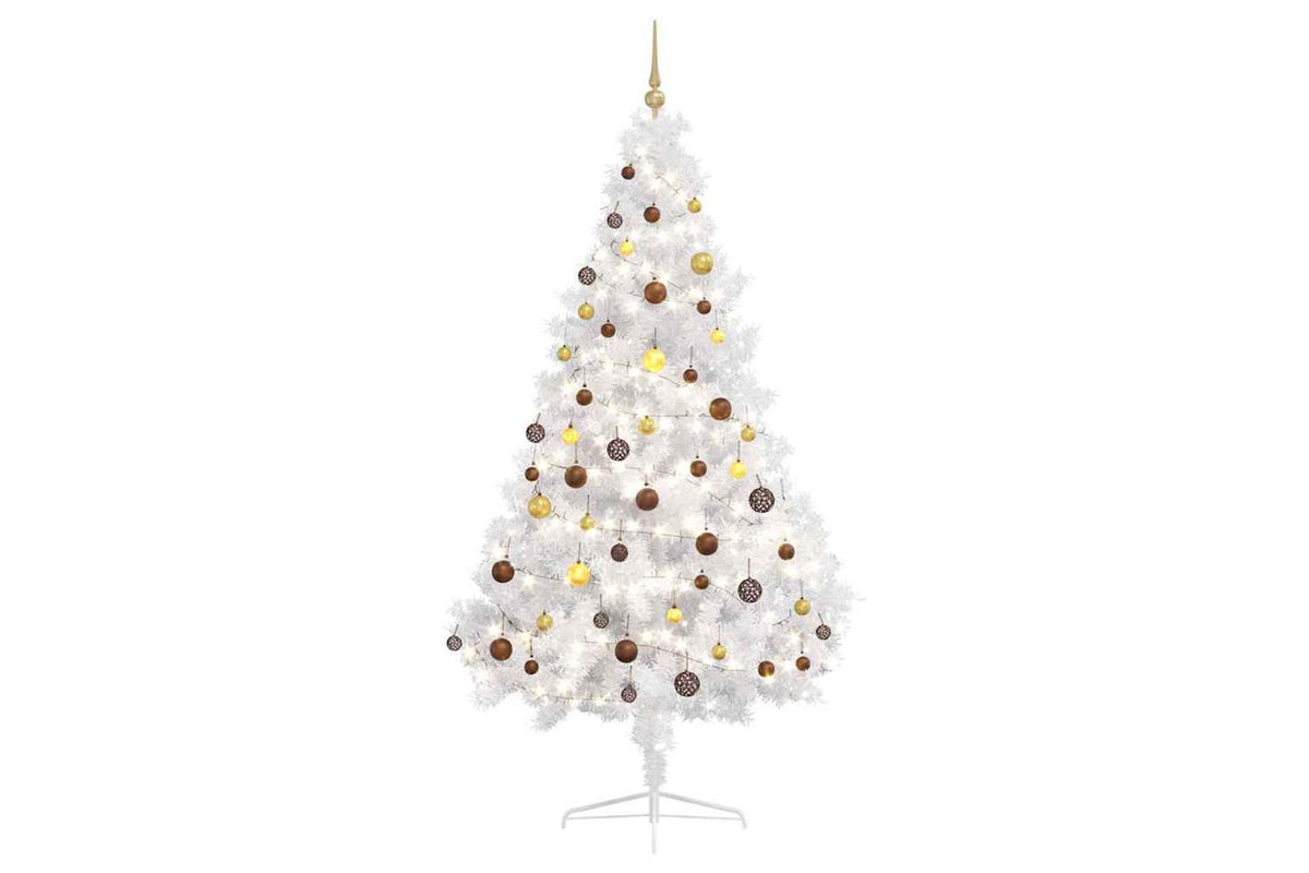 Vidaxl Artificial Half Pre-lit Christmas Tree Ball Set White 210 Cm