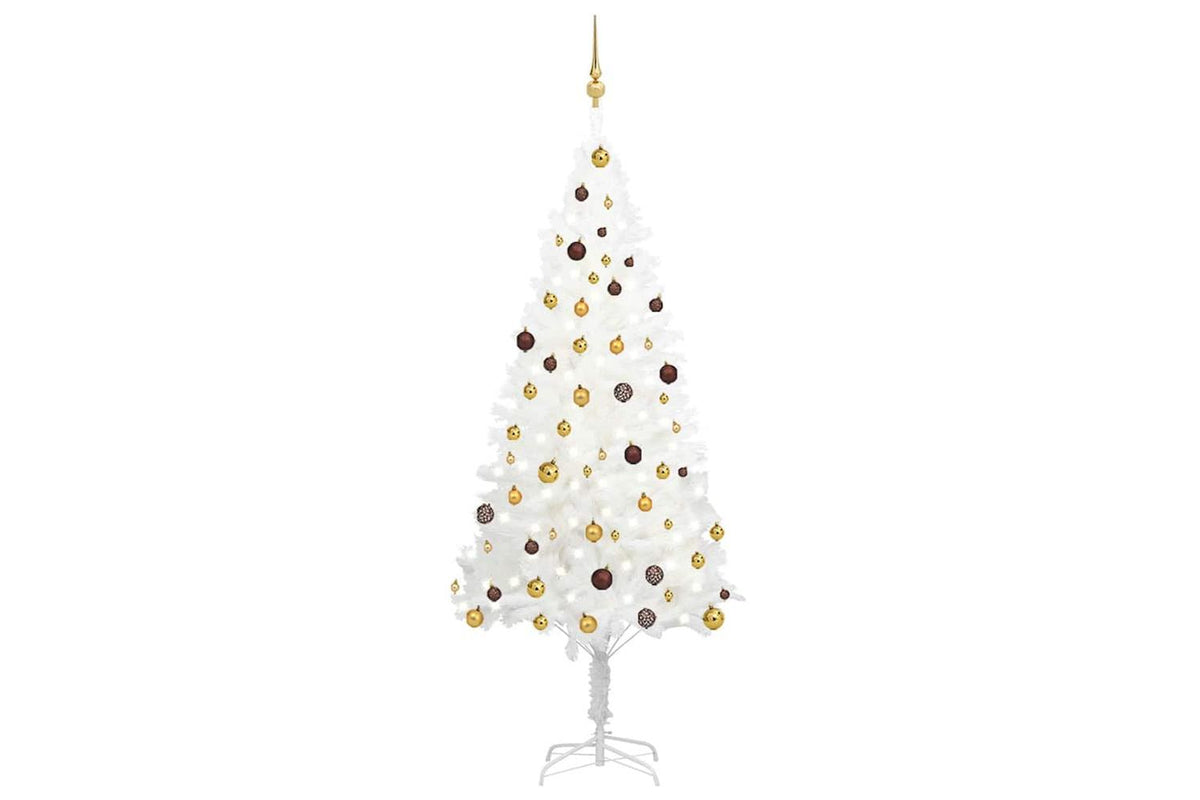 Vidaxl Artificial Pre-lit Christmas Tree With Ball Set White 210 Cm