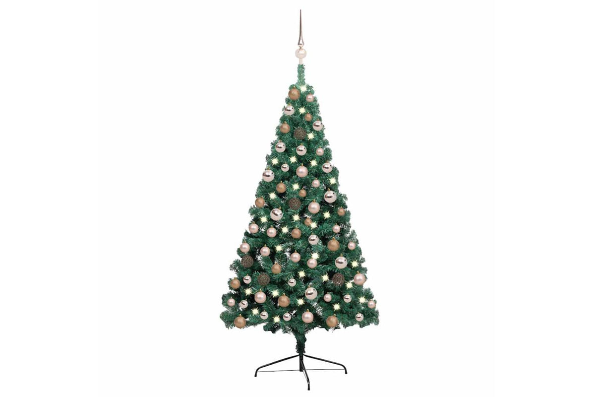 Vidaxl Artificial Half Pre-lit Christmas Tree Ball Set Green 120 Cm