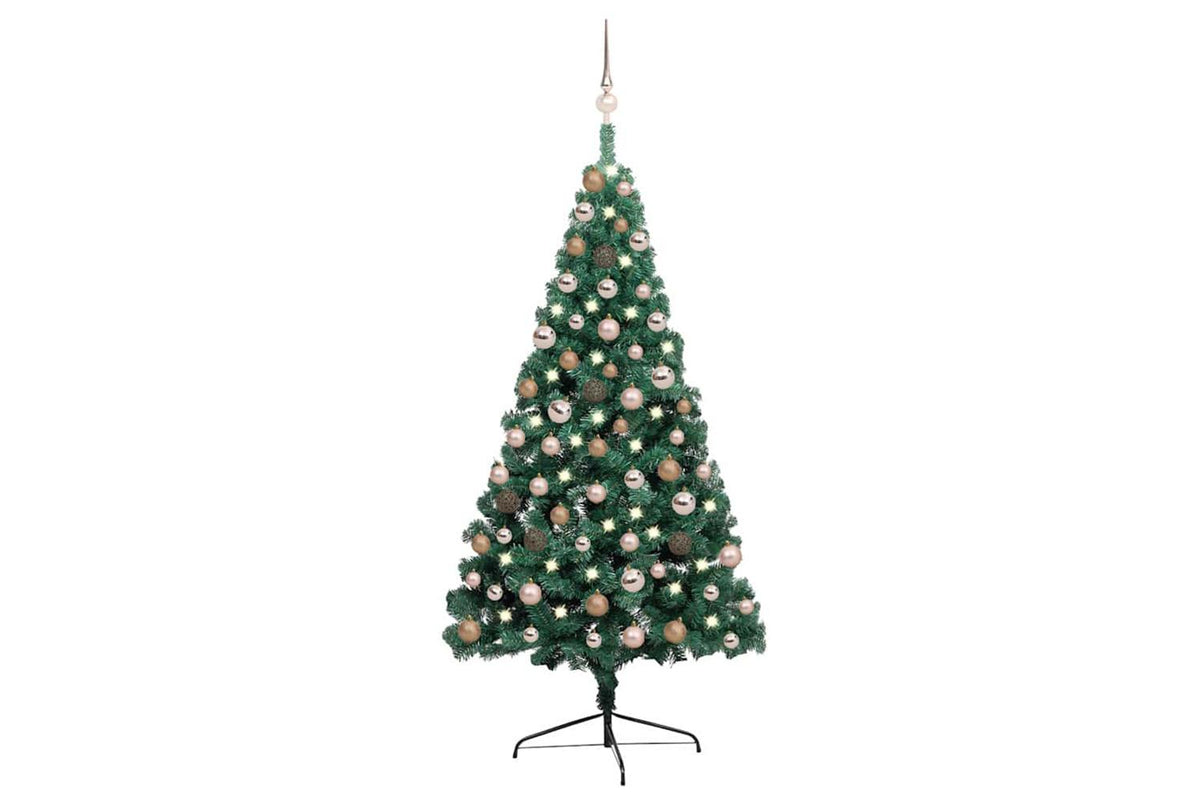 Vidaxl Artificial Half Pre-lit Christmas Tree Ball Set Green 150 Cm