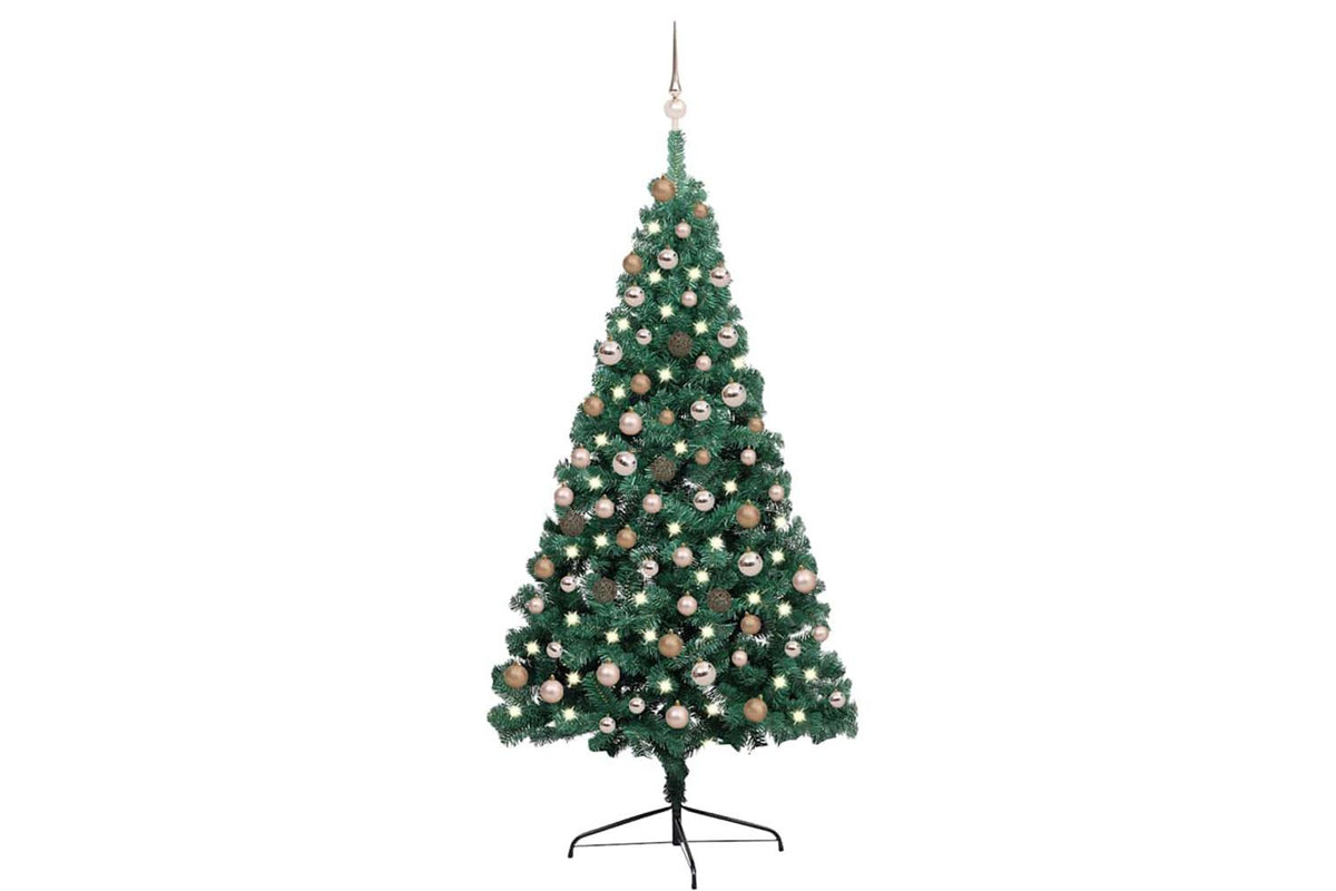 Vidaxl Artificial Half Pre-lit Christmas Tree Ball Set Green 180 Cm