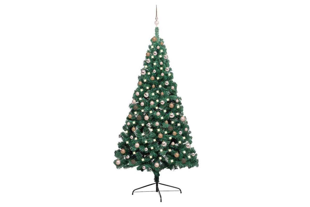 Vidaxl Artificial Half Pre-lit Christmas Tree Ball Set Green 210 Cm