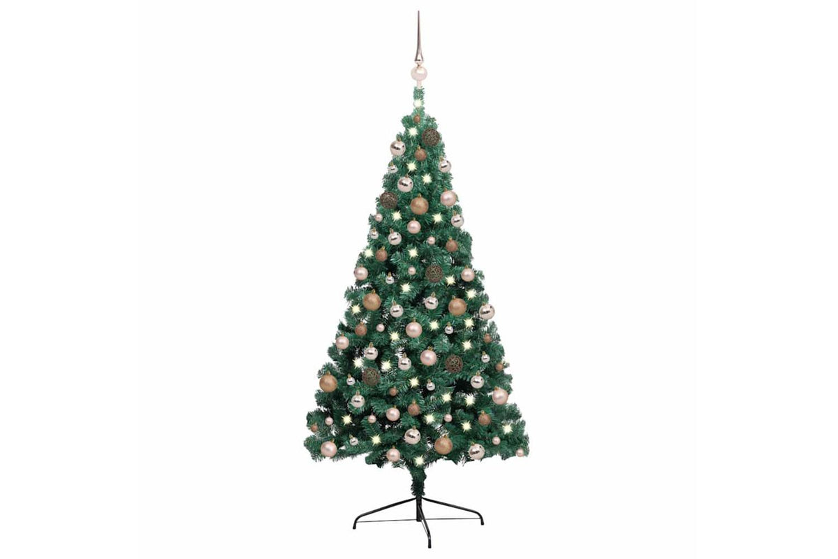Vidaxl Artificial Half Pre-lit Christmas Tree Ball Set Green 240 Cm