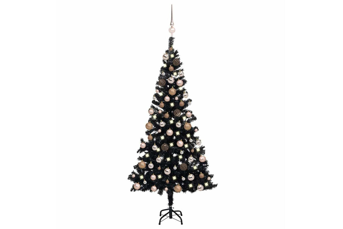 Vidaxl Artificial Pre-lit Christmas Tree With Ball Set Black 120cm Pvc