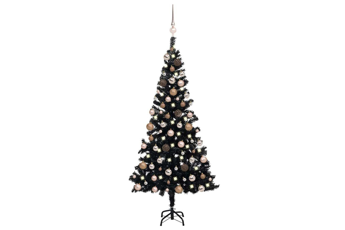 Vidaxl Artificial Pre-lit Christmas Tree With Ball Set Black 150cm Pvc