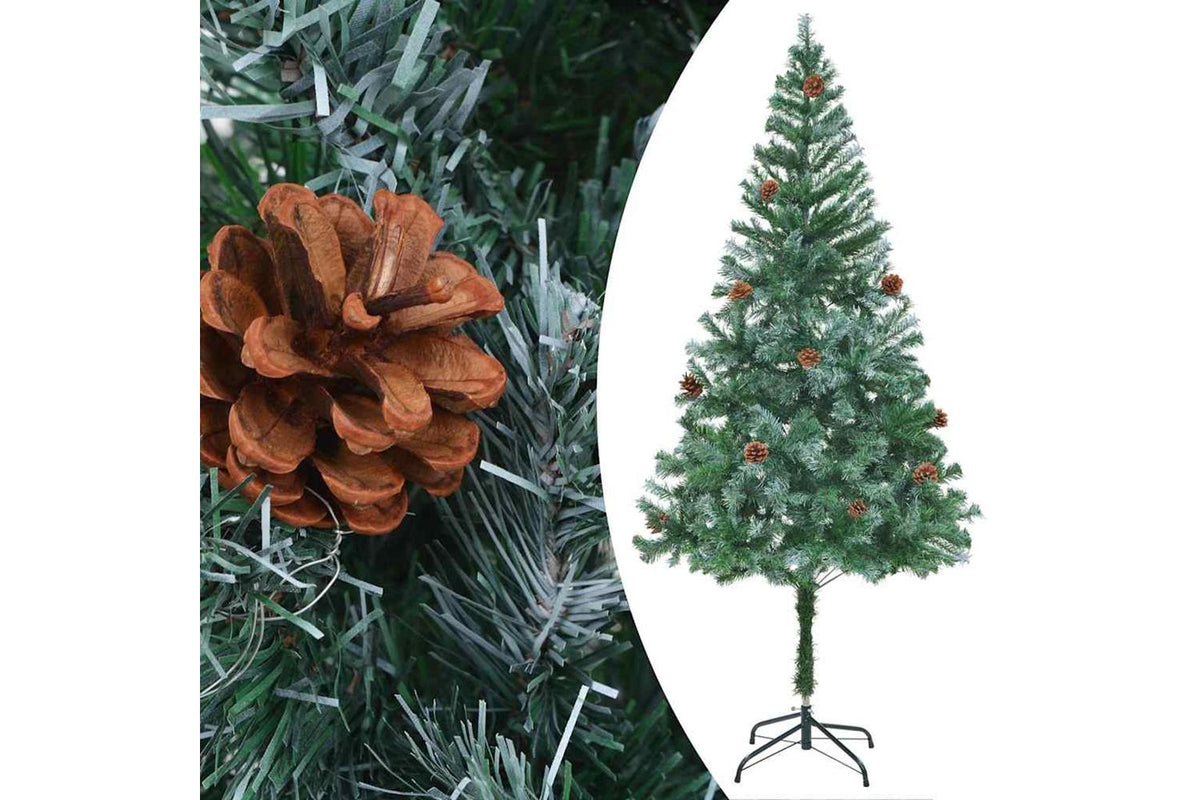Vidaxl Artificial Pre-lit Christmas Tree With Ball Set Pinecones 180cm-2