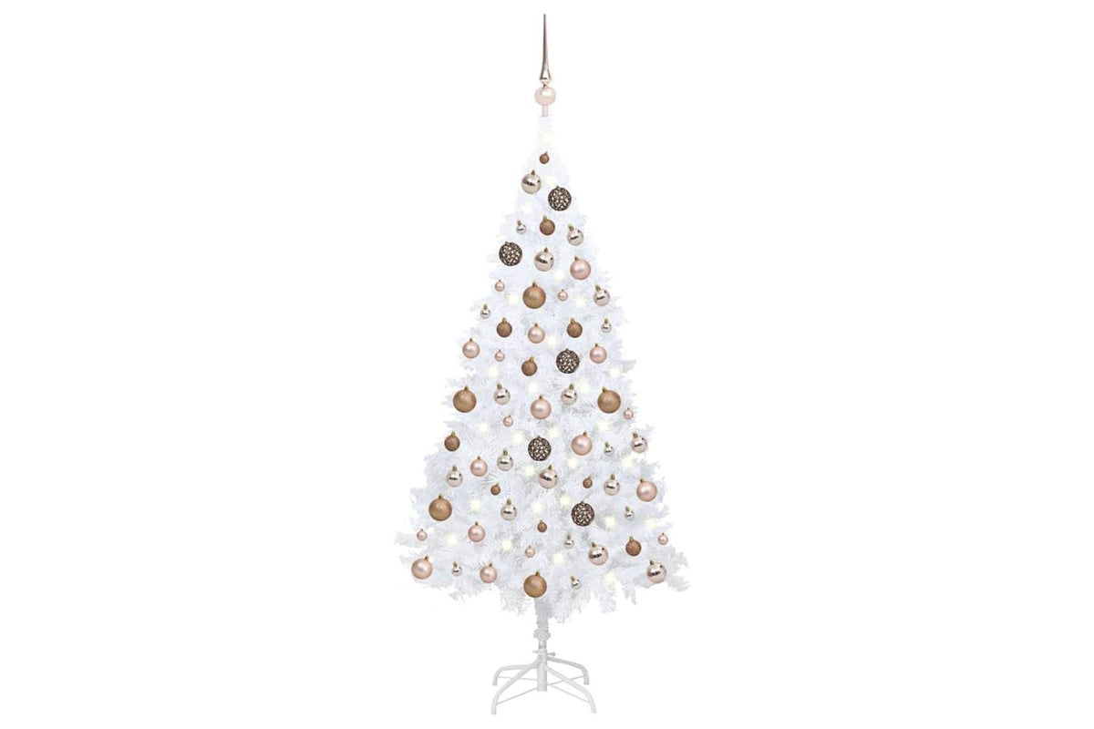 Vidaxl Artificial Pre-lit Christmas Tree With Ball Set White 150cm Pvc