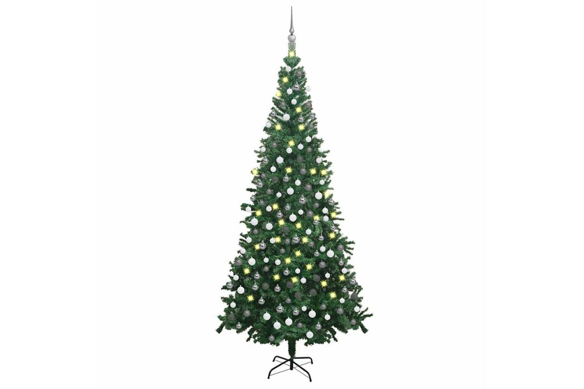 Vidaxl Artificial Pre-lit Christmas Tree With Ball Set L 240 Cm Green