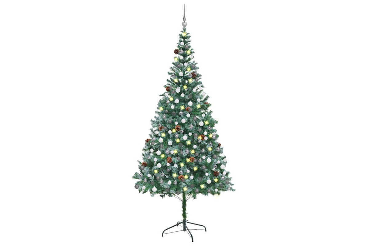 Vidaxl Artificial Pre-lit Christmas Tree With Ball Set Pinecones 210cm-10
