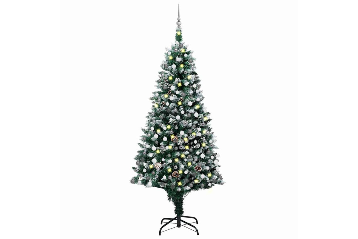 Vidaxl Artificial Pre-lit Christmas Tree With Ball Setpinecones 210 Cm