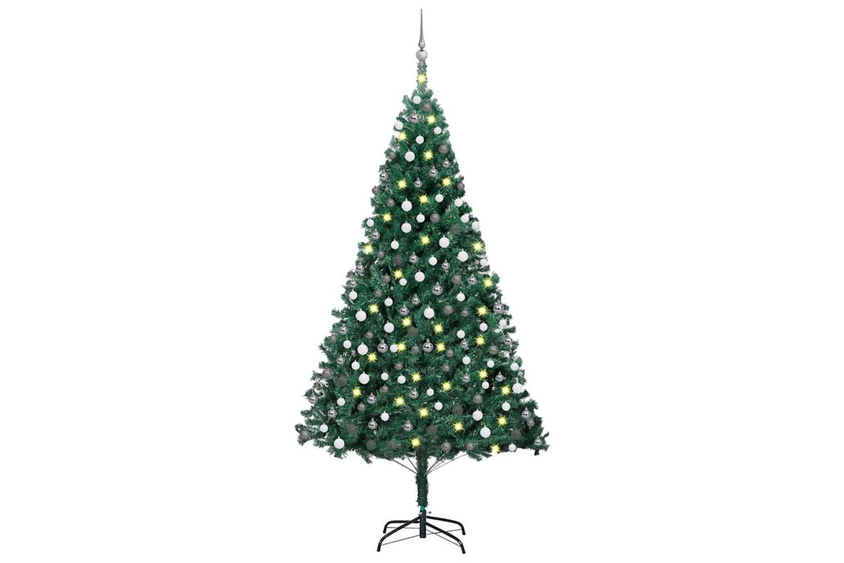 Vidaxl Artificial Pre-lit Christmas Tree With Ball Set Green 210cm Pvc