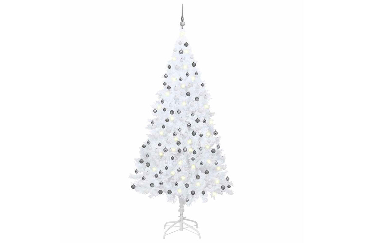 Vidaxl Artificial Pre-lit Christmas Tree With Ball Set White 210cm Pvc