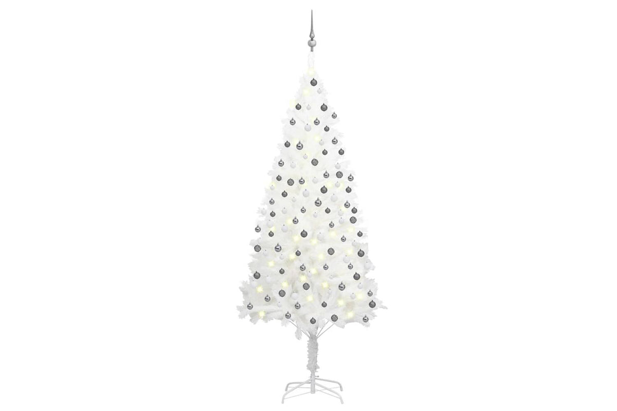 Vidaxl Artificial Pre-lit Christmas Tree With Ball Set White 210 Cm