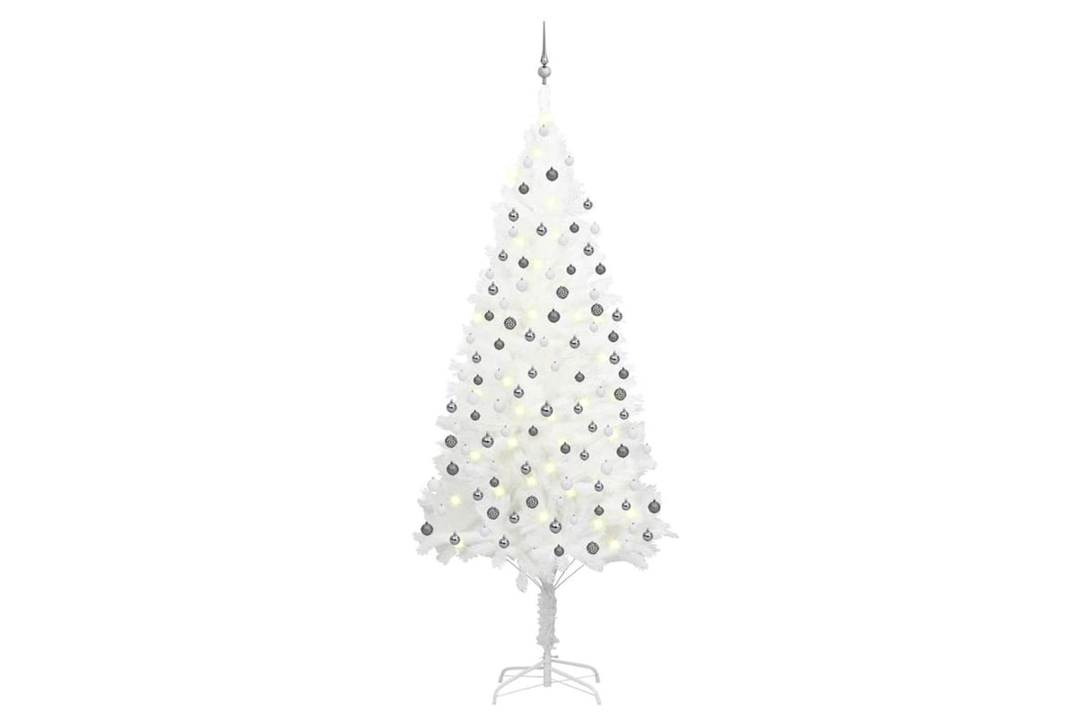 Vidaxl Artificial Pre-lit Christmas Tree With Ball Set White 240 Cm