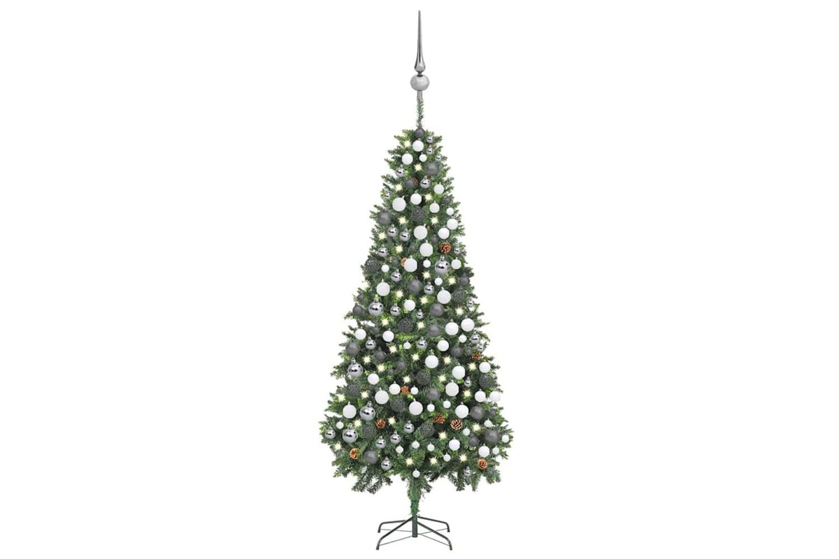 Vidaxl Artificial Pre-lit Christmas Tree Ball Set Pinecones 210 Cm
