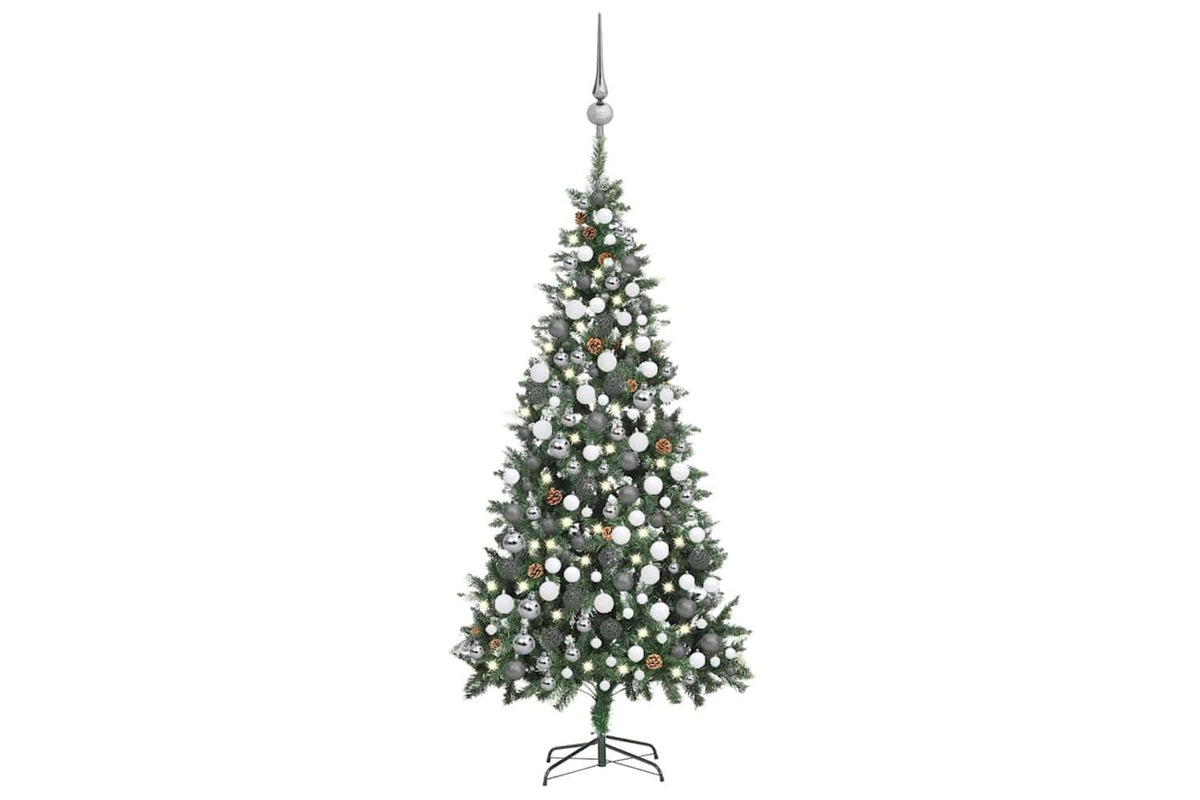 Vidaxl Artificial Pre-lit Christmas Tree Ball Set Pinecones 210 Cm