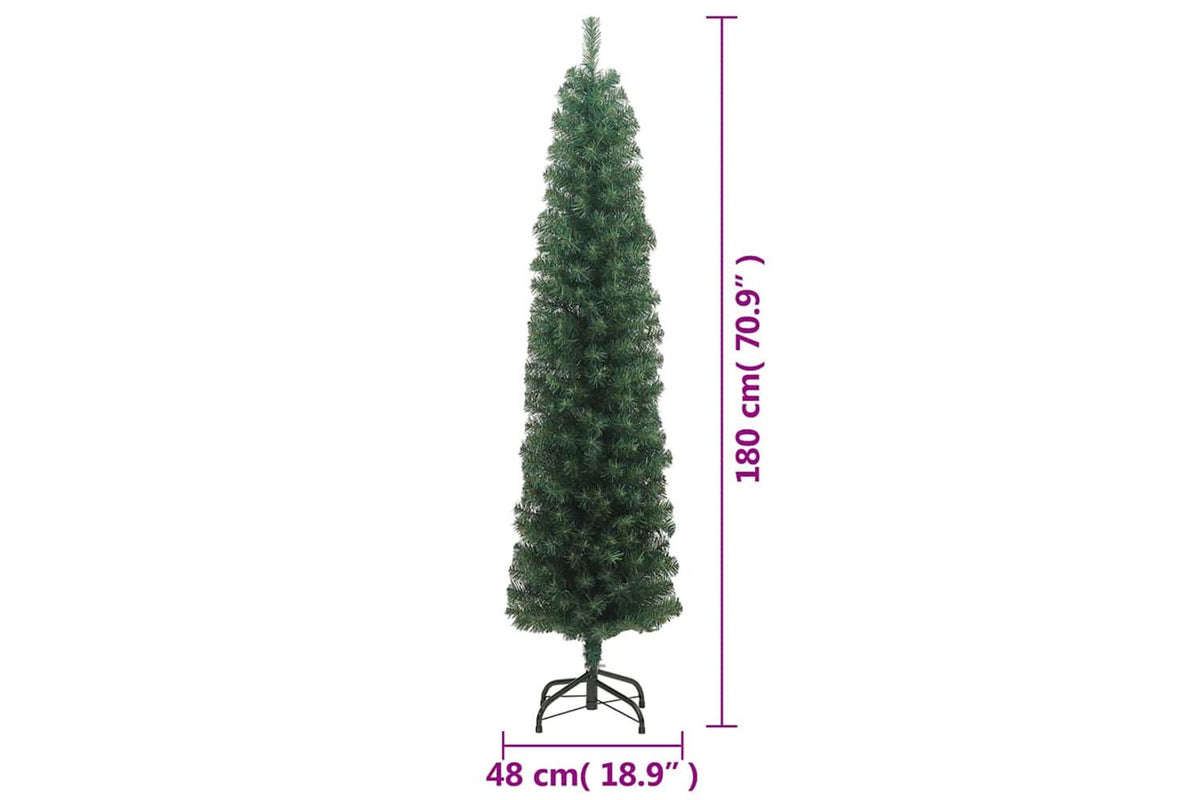 Vidaxl Slim Artificial Christmas Tree With Stand Green 180 Cm Pvc-7