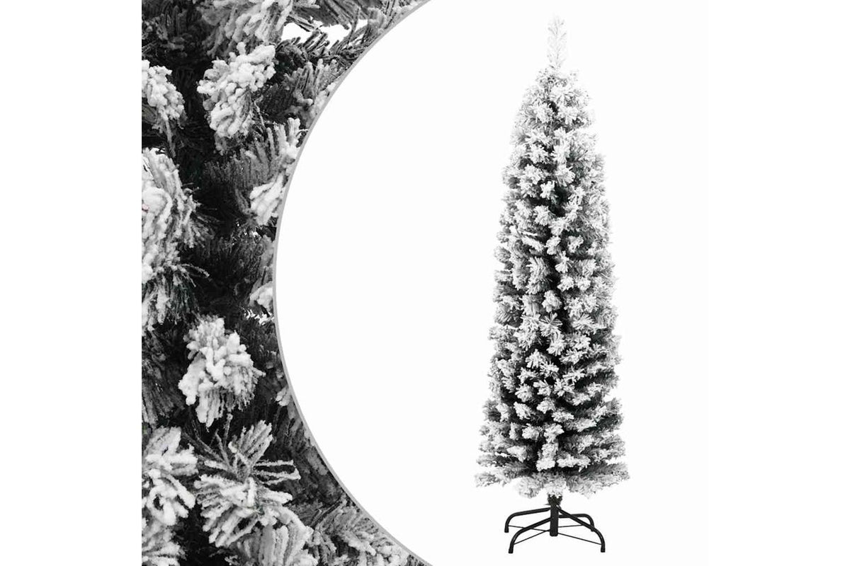 Vidaxl Slim Artificial Christmas Tree With Flocked Snow Green 150 Cm