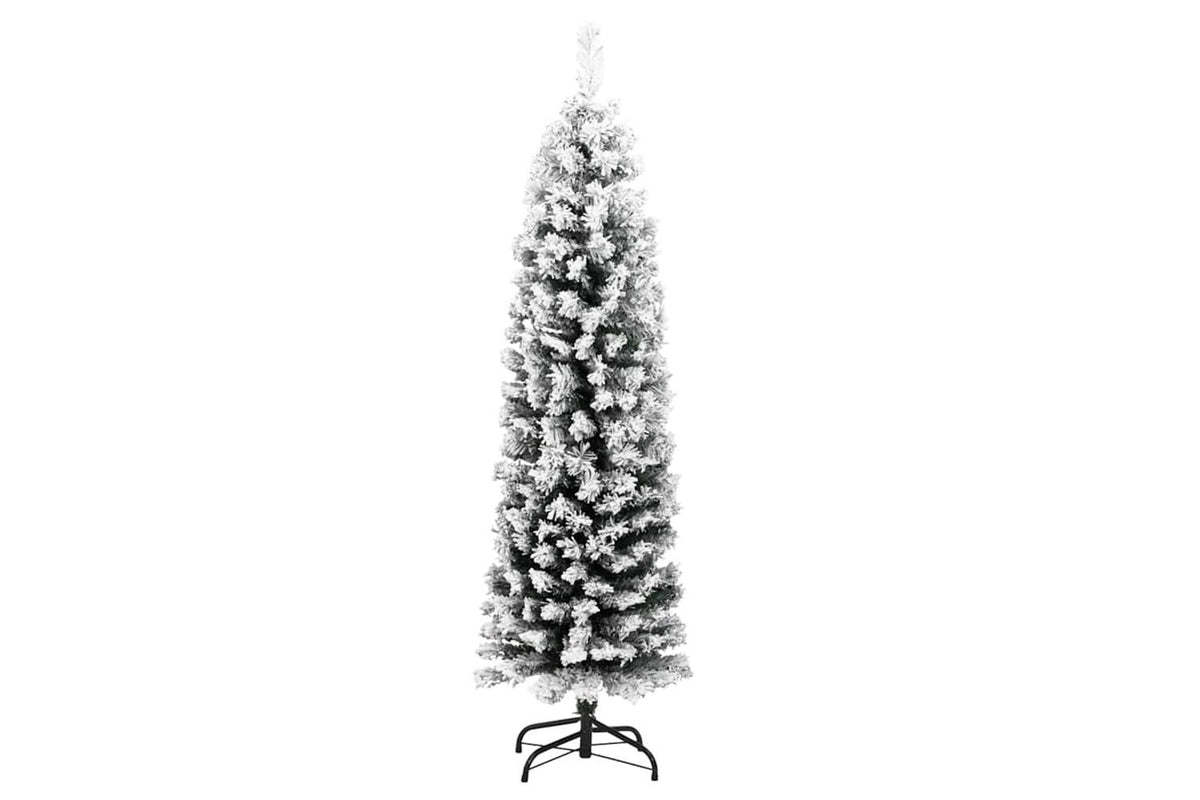 Vidaxl Slim Artificial Christmas Tree With Flocked Snow Green 150 Cm-3