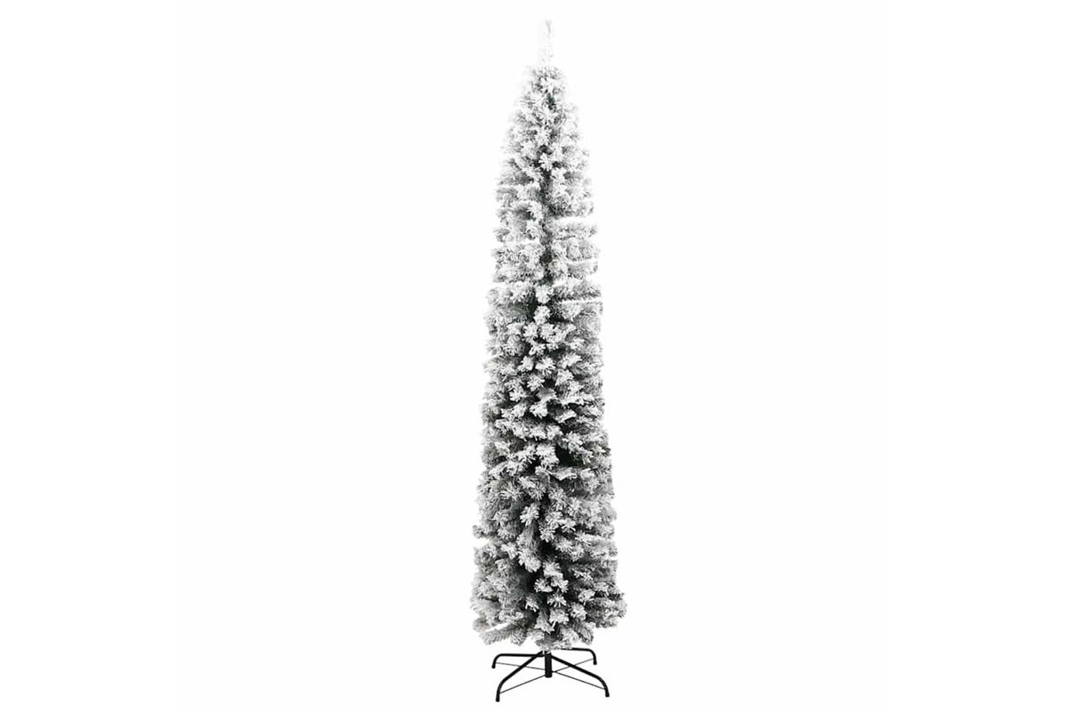 Vidaxl Slim Artificial Christmas Tree With Flocked Snow Green 180 Cm-3