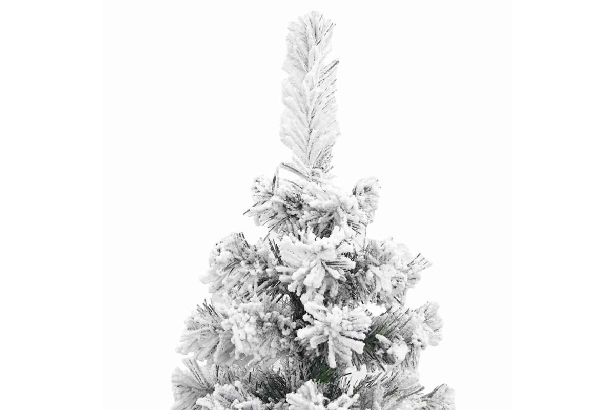 Vidaxl Slim Artificial Christmas Tree With Flocked Snow Green 210 Cm-4