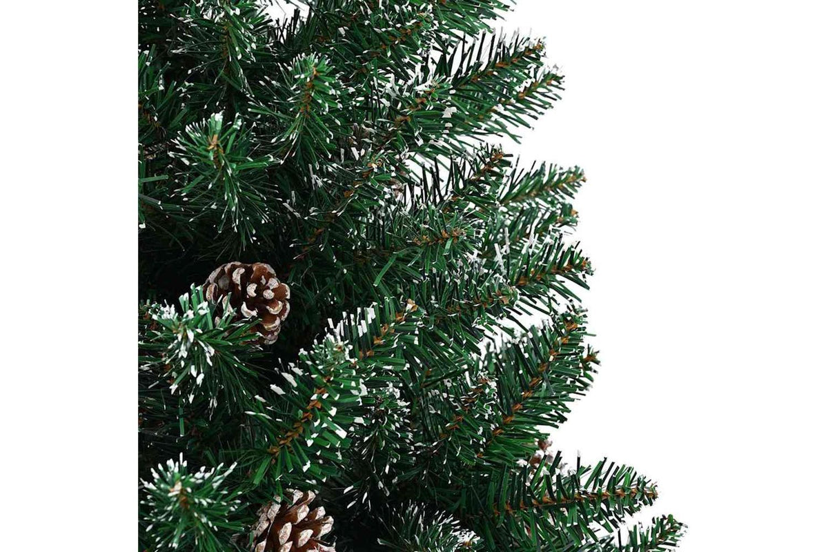 Vidaxl Slim Christmas Tree With Real Wood And White Snow Green 150 Cm-5