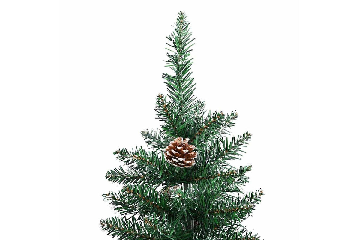 Vidaxl Slim Christmas Tree With Real Wood And White Snow Green 180 Cm-4