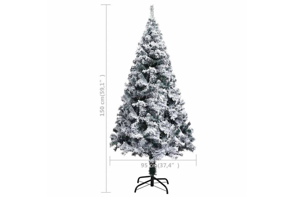 Vidaxl Artificial Christmas Tree With Flocked Snow Green 150 Cm Pvc-7