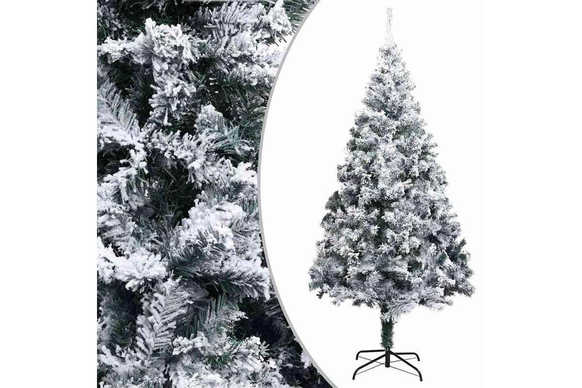 Vidaxl Artificial Christmas Tree With Flocked Snow Green 210 Cm Pvc