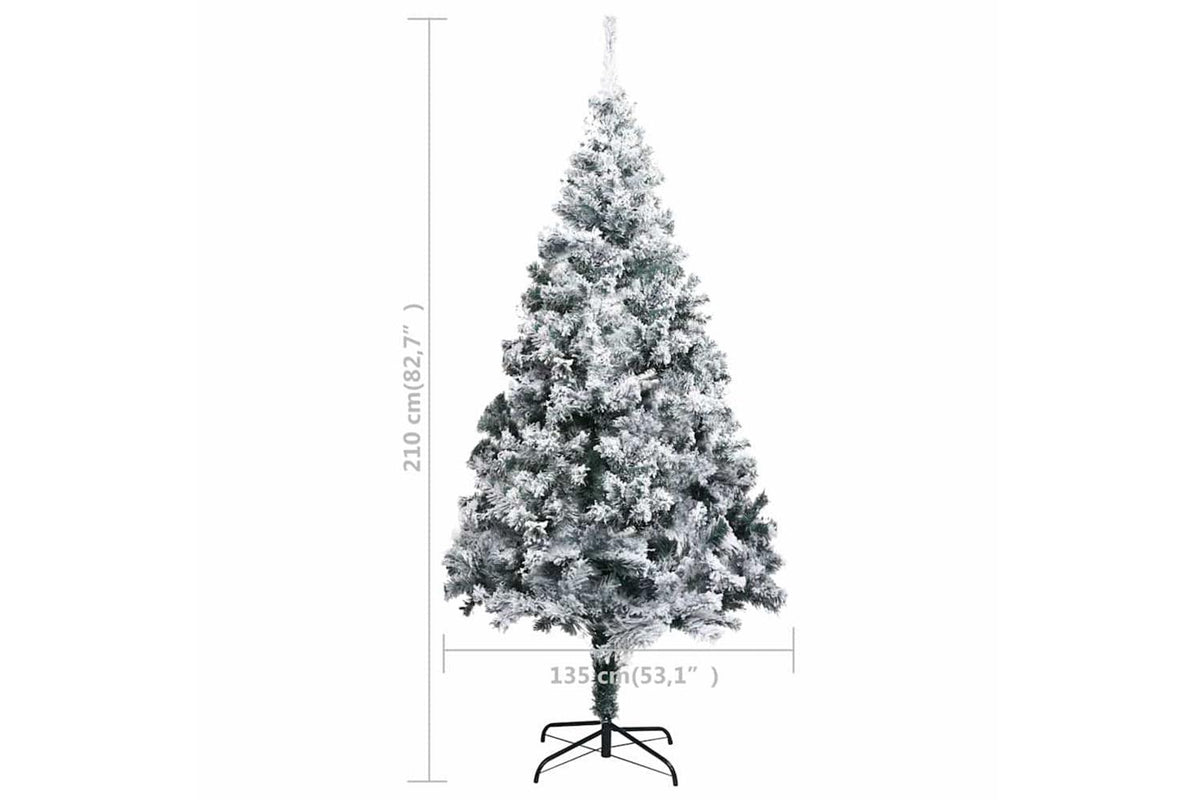 Vidaxl Artificial Christmas Tree With Flocked Snow Green 210 Cm Pvc-6