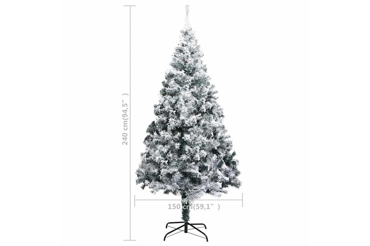 Vidaxl Artificial Christmas Tree With Flocked Snow Green 240 Cm Pvc-7