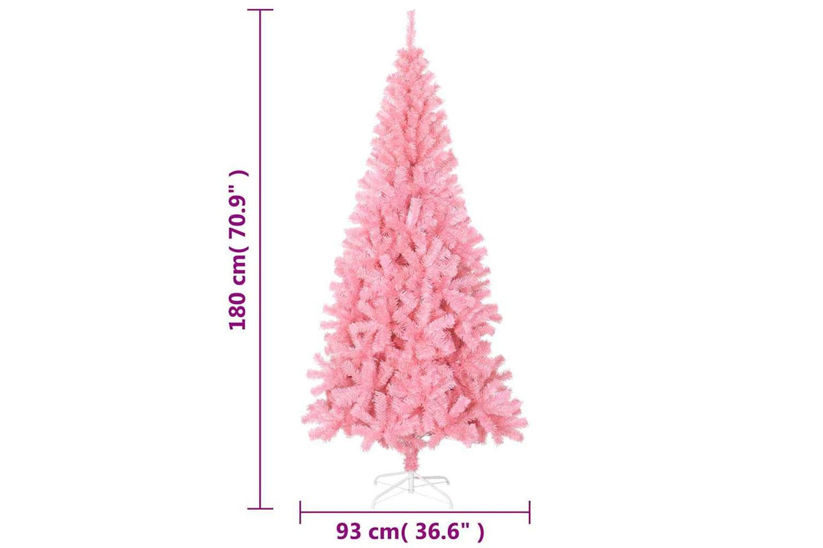 Vidaxl Artificial Christmas Tree With Stand Pink 180 Cm Pvc-7