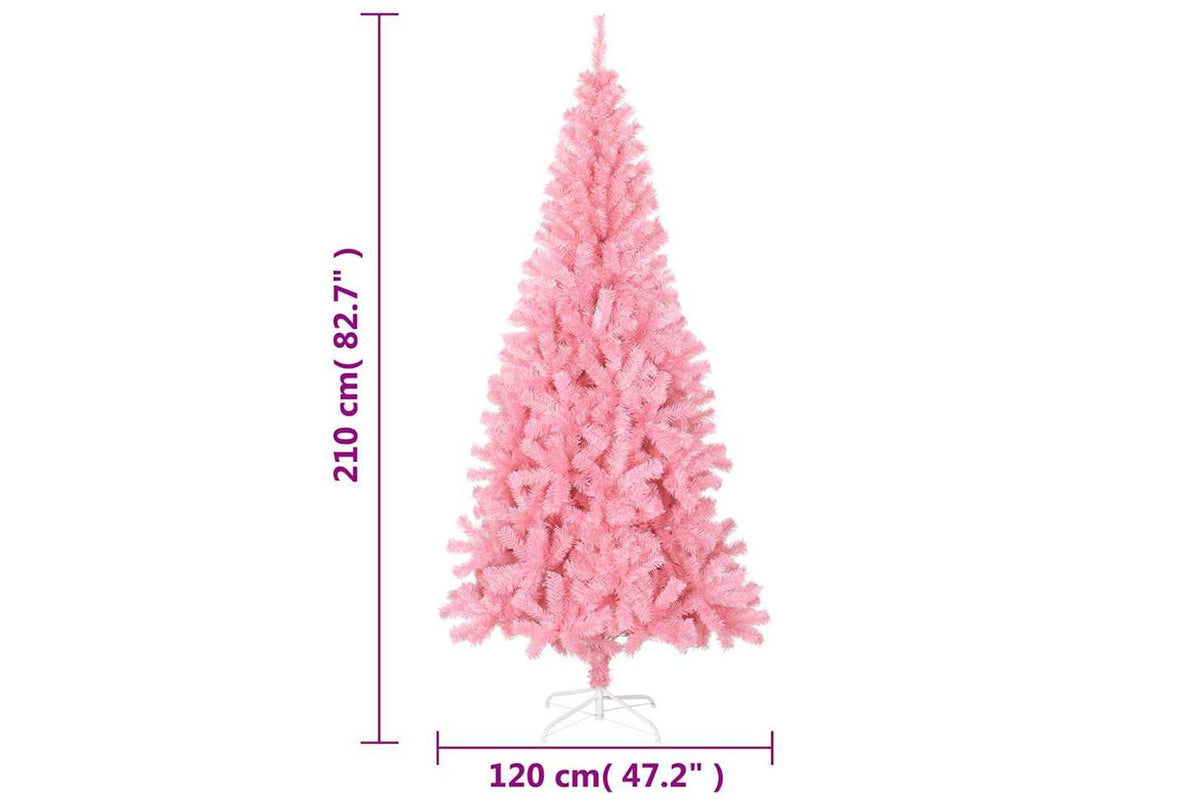 Vidaxl Artificial Christmas Tree With Stand Pink 210 Cm Pvc-7