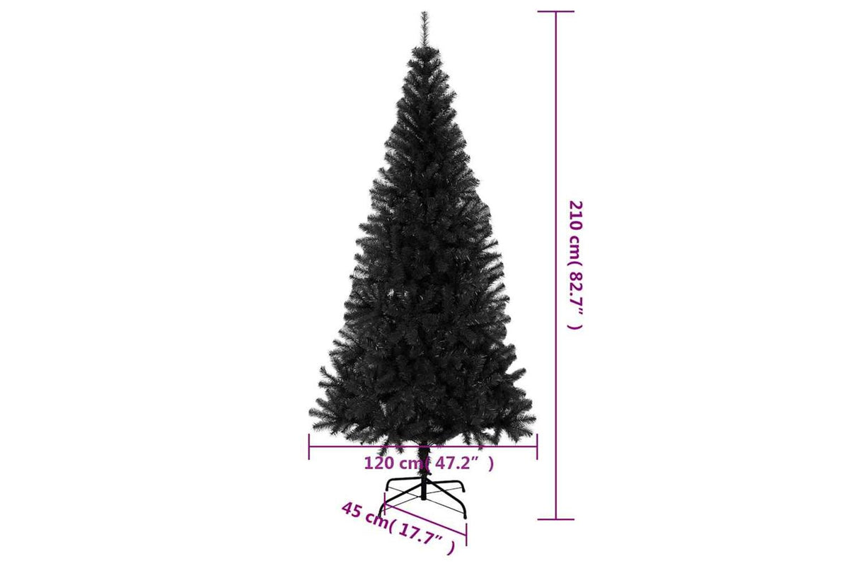 Vidaxl Artificial Christmas Tree With Stand Black 210 Cm Pvc-7