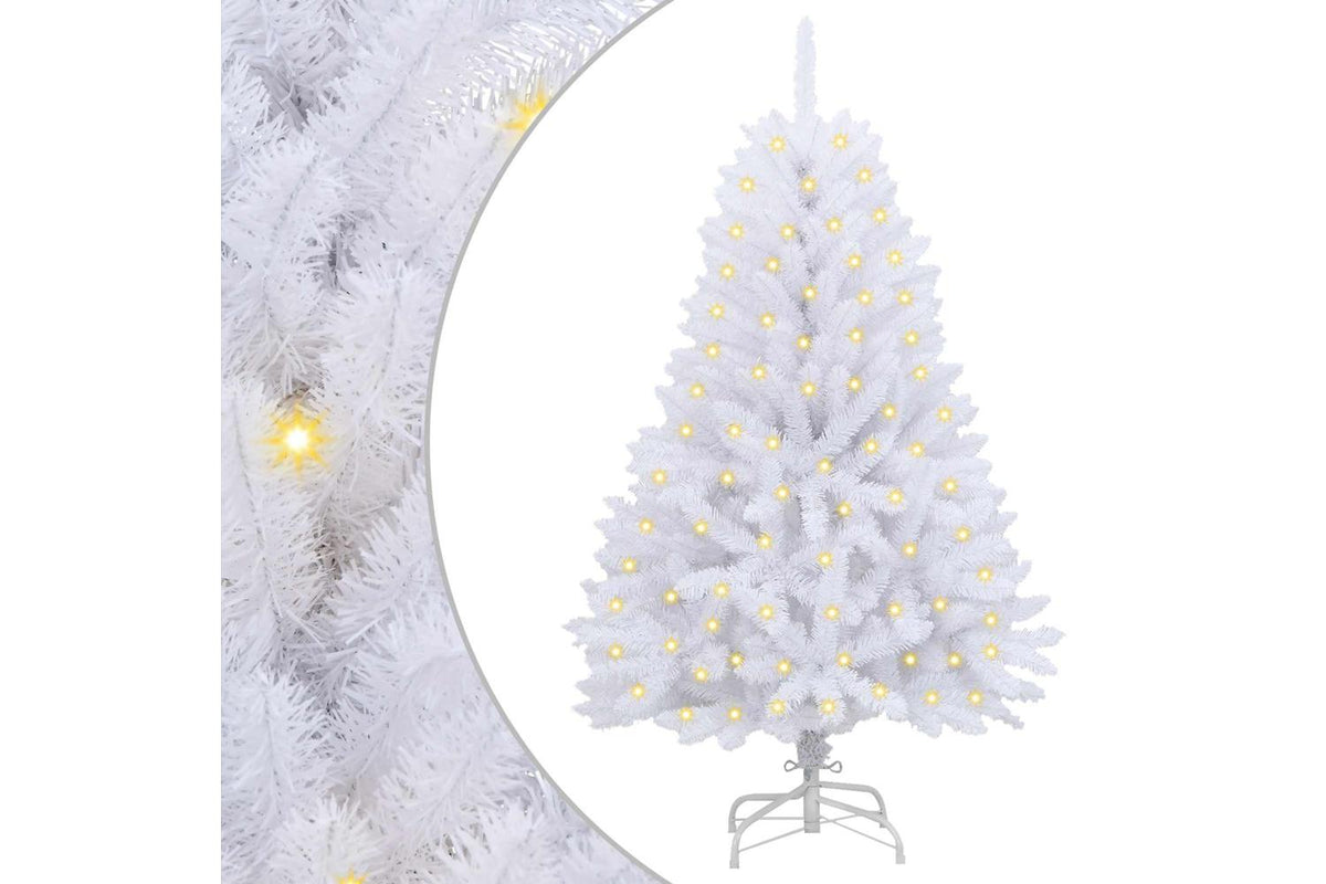 Vidaxl Artificial Christmas Tree 150 Leds Pvc And Steel White-2