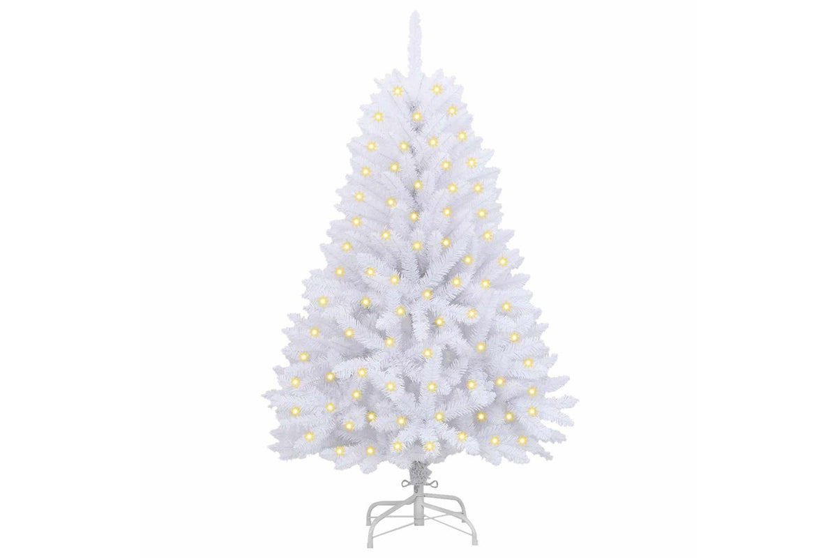 Vidaxl Artificial Christmas Tree 150 Leds Pvc And Steel White-3