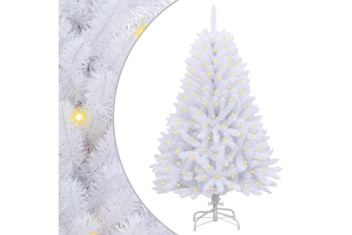 Vidaxl Artificial Christmas Tree 150 Leds Pvc And Steel White