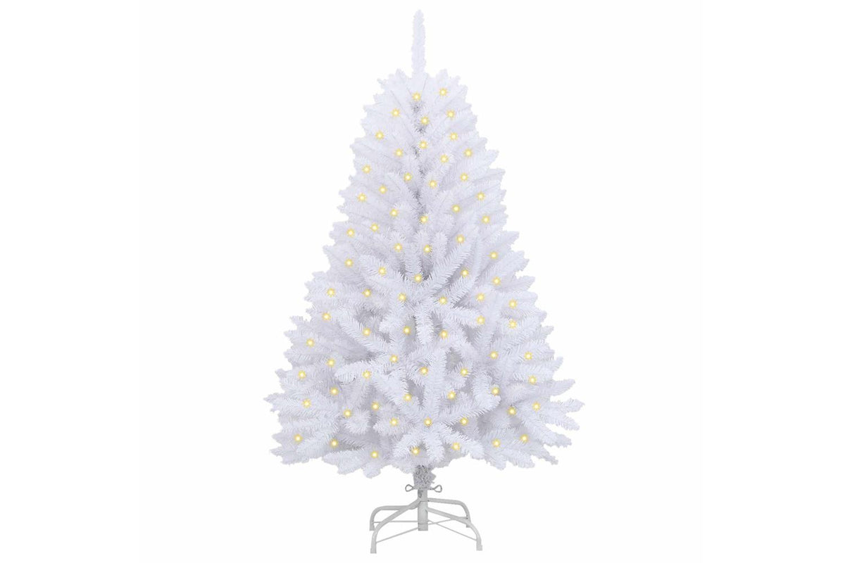 Vidaxl Artificial Christmas Tree 150 Leds Pvc And Steel White-3