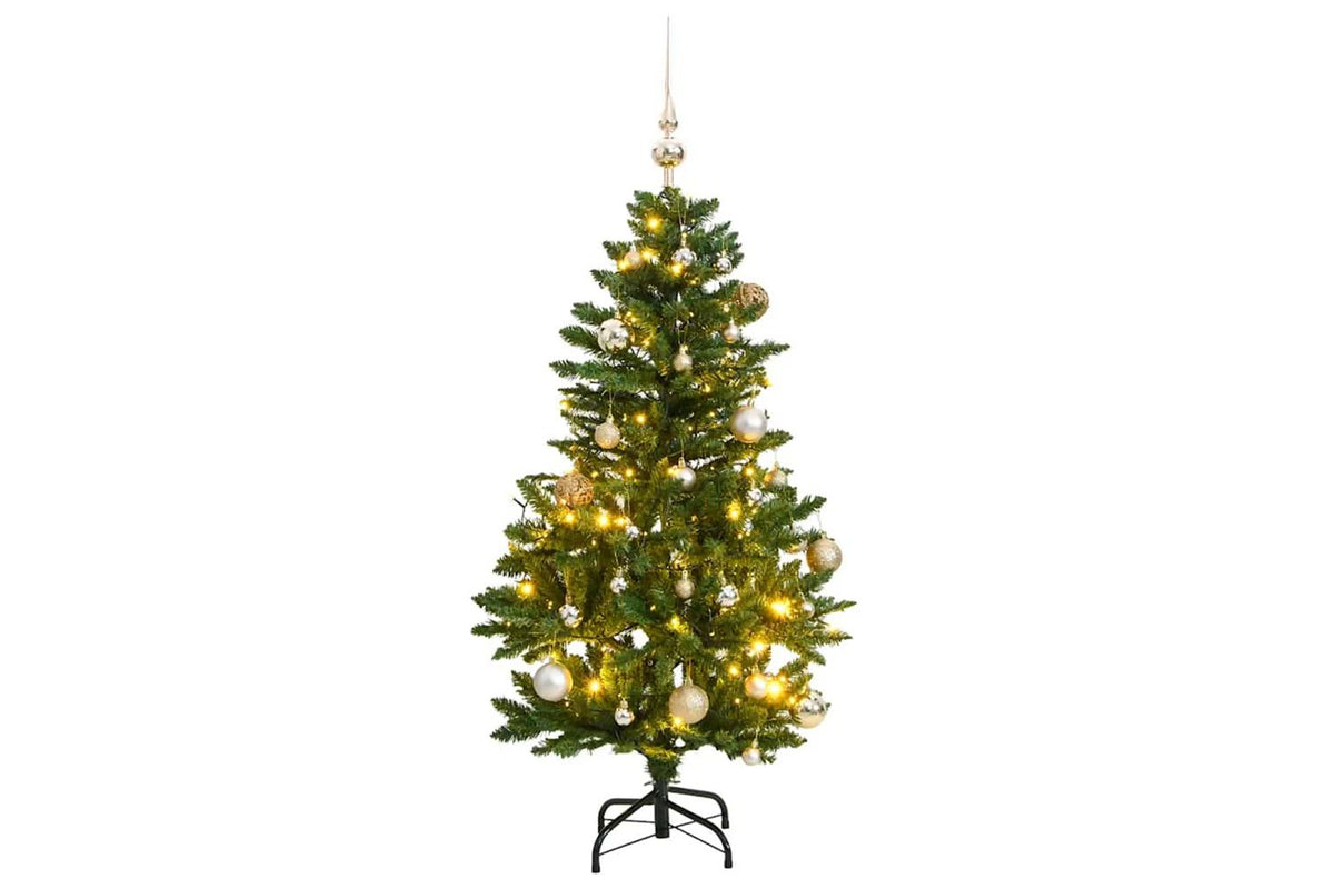 Vidaxl Artificial Hinged Christmas Tree 150 Leds Ball Set 120 Cm