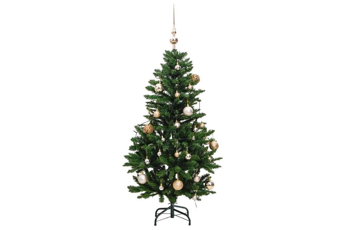 Vidaxl Artificial Hinged Christmas Tree 150 Leds Ball Set 120 Cm-2