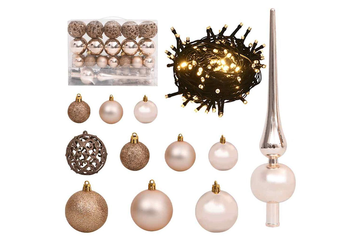 Vidaxl Artificial Hinged Christmas Tree 150 Leds Ball Set 120 Cm-4