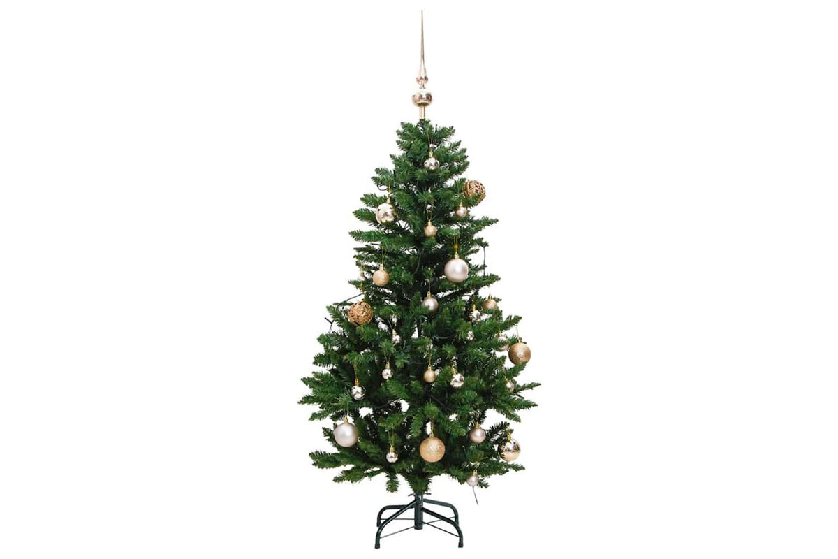 Vidaxl Artificial Hinged Christmas Tree 150 Leds Ball Set 150 Cm-2