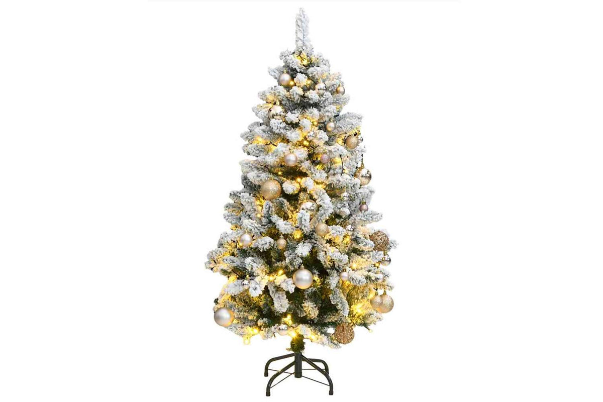 Vidaxl Artificial Hinged Christmas Tree 150 Leds Ball Set 120 Cm