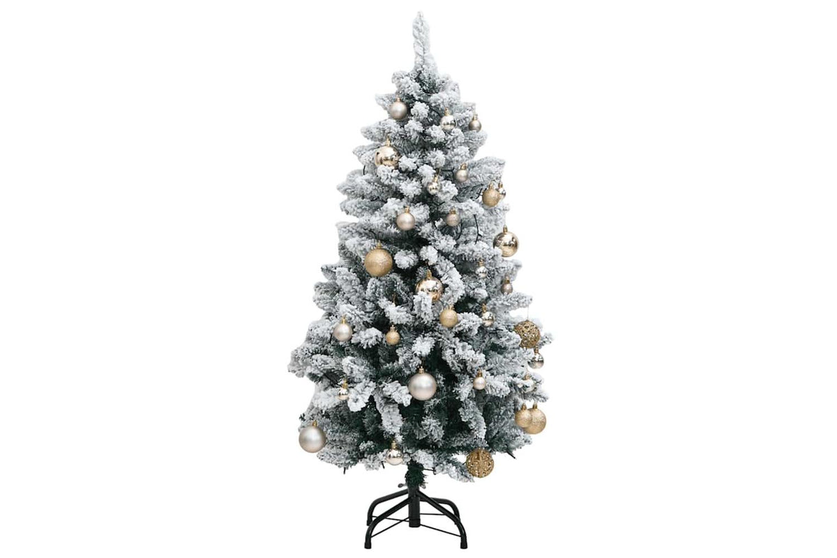 Vidaxl Artificial Hinged Christmas Tree 150 Leds Ball Set 120 Cm-2